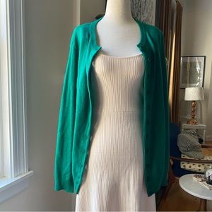 Anne Klein Knitwear  Lambswool Long Sleeve Cardigan Sweater- Emerald Green- Sz M
